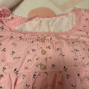 Pink Floral Button-Down Blouse